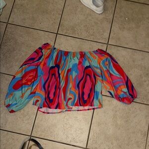 Colorful Off-Shoulder Women's Top
